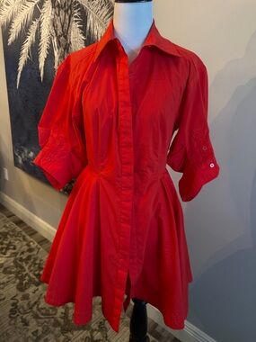 Simkhai Red Button-Down Shirt Dress